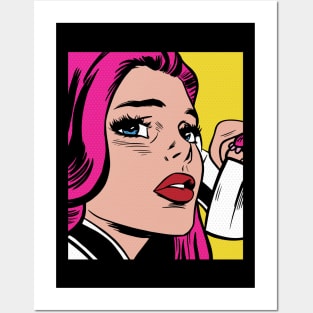 Pink Hair Comic Girl Posters and Art